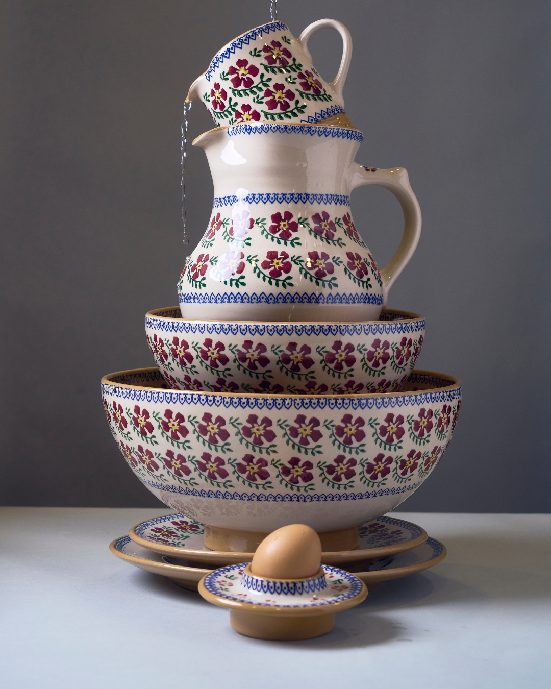 Nicholas Mosse hand-painted pottery jug, bowls and egg cup